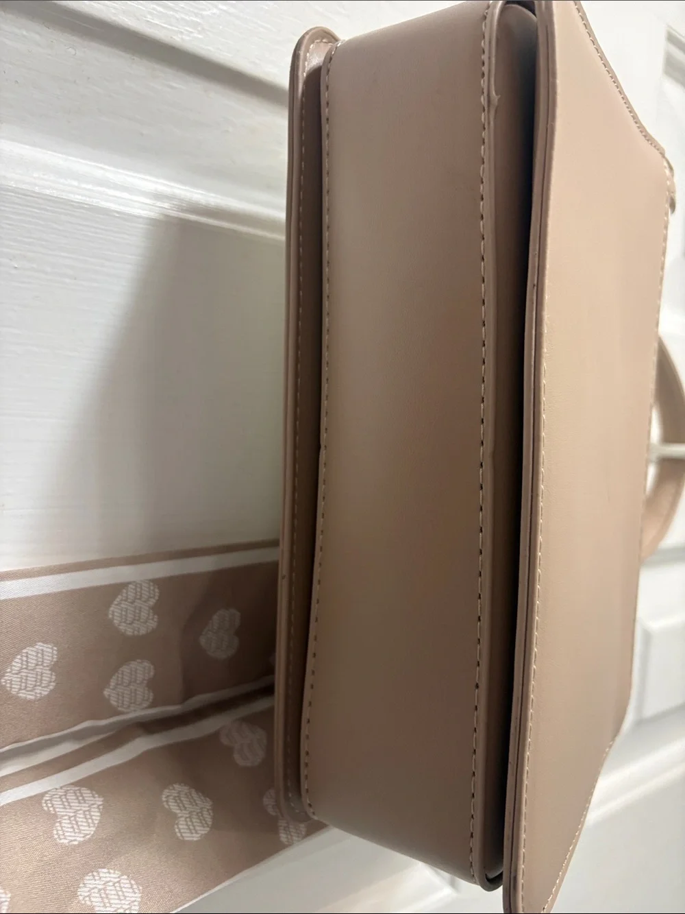 Cream & Taupe Structured Top-Handle Satchel by FELLAKE & BAGS
